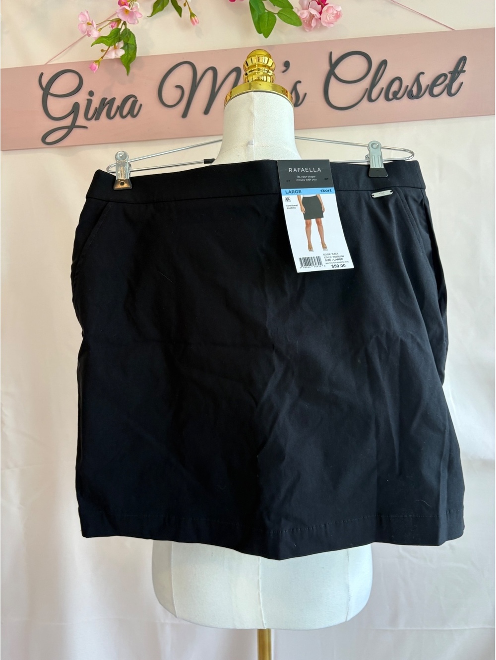 Rafaella Women's Black Skort, Size Large, New with Tags